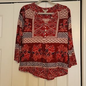 Lucky Brand 3/4 sleeve printed shirt, Sz S